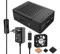 GeeekPi Raspberry Pi 3 B+ Alloggiamento Con Ventola, Alimentatore USB C 18W 5V 3,6A Con Adattatore Micro USB per Raspberry Pi 3 Model B/3B+