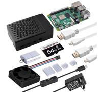 GeeekPi Raspberry Pi 4 4GB Complete Starter Kit with 64GB SD Card,Raspberry Pi 4 Case with PWM Fan,Raspberry Pi 5V 3.6A Power Supply with ON/Off Switch,2pcs HDMI Cables for Raspberry Pi 4B (4GB RAM)