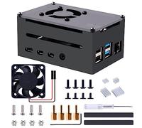 GeeekPi Raspberry Pi 4 Case in Alluminio con Ventola e Dissipatore - Supporta POE Hat - per Modello B
