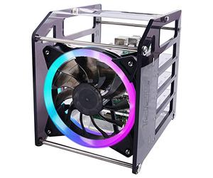 GeeekPi Raspberry Pi Cluster Custodia, Raspberry Pi Rack Custodia Impilabile Custodia con Ventola 120mm RGB LED 5V per Raspberry Pi 4B / 3B + / 3B / 2B / B + e Jetson Nano (4 strati)