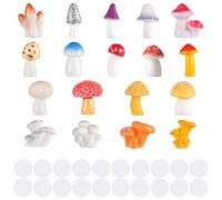 GEEHUA 18 Pezzi Mini Figurine di Funghi, Fungo in Resina in Miniatura, Simpatico Fungo da Giardino Fatato, Topper per Torta, Ornamenti di Paesaggio con Muschio per Decorazione Esterna, Parete, Casa
