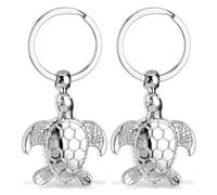 GEEHUA 2 portachiavi a forma di tartaruga marina, portachiavi in metallo a forma di tartaruga, ciondoli per borsa, portachiavi per auto, accessori per donne e uomini, Argento, taglia unica