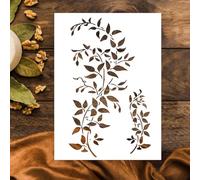 GEEHUA 2 stencil di fiori grandi per dipingere, stencil di vite, edera riutilizzabili in formato A4, modello di disegno per mobili, tela, decorazioni per la casa, modello fai da te per la pittura