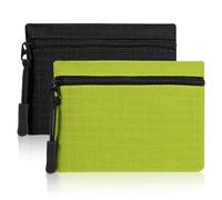 GEEHUA 2PCS Portamonete, Mini Borsa Piccola Porta Carte di Credito, Cerniera Porta Monete Sottile Organizer per Biglietti da Visita, Nero e Verde, Classico