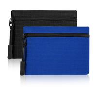 GEEHUA 2PCS Portamonete Portamonete, Mini Borsa Piccola Porta Carte di Credito Porta Carte Cerniera Porta Monete Sottile Organizer per Biglietti da Visita, Nero + blu, Small, classico
