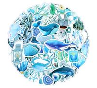 GEEHUA 50 adesivi con animali marini, impermeabili, autoadesivi, in stile oceano, sotto il mare, per bambini, per feste di compleanno, scrapbooking, skateboard