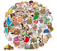 GEEHUA Confezione da 100 adorabili adesivi bradipi, bellissimi adesivi animali bradipi, vinile impermeabile, adesivi colorati bradipi, adesivi estetici, regali per album per gli amanti dei bradipi