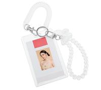 GEEHUA Porta foto in acrilico Kpop, trasparente con farfalle e perline, per studenti, autobus, carte di credito, foto, slot per pollice, portachiavi (verticale)