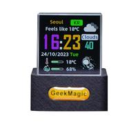 Geek-Magic, mini ologramma 3D a forma di cubo, orologio digitale intelligente con stazione meteo, animazione GIF, regalo creativo, decorazione da scrivania, display flessibile con album fotografico