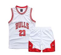 Geek UP - Set di 2 canottiere e pantaloncini da basket per bambini bianco 7-8 Anni