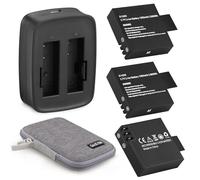 GeeKam 1050mAh Batterie Ricaricabili (3 pezzi) con Caricatore USB per AKASO V50 Elite, Goxtreme Blackhawk/Stage, ThiEYE T5/T5e/T5 Edge/T5 pro/E7, Andoer AN7000, Rollei 530/630, TecTecTec XPRO4+
