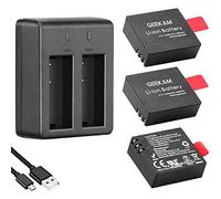 GeeKam Batteria Action Cam, Batteria Ricaricabile da 1350 mAh (3 pezzi), con Caricatore USB a Doppio Foro, Compatibile con CAMPARK/Crosstour/APEMAN/Victure/sj4000, ecc.