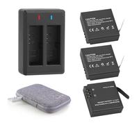 GeeKam Batteria da 3 x 1350mAh con caricatore per AKASO Brave 7 LE (Non con Brave 7), XTU S3/S6, WOLFANG GA400/GA420/GA460, Rollei 6s Plus/8s Plus/9s Plus/10s Plus/11s Plus, Surfola SF630