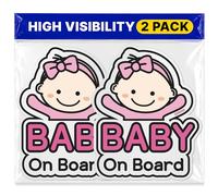 GEEKBEAR Adesivo per auto con scritta "Baby on Board", riflettente, resistente alle intemperie (Basic Girl + Basic Girl)