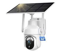 Geekee Telecamera di sorveglianza 4G LTE, per esterni, con scheda SIM, orientabile a 355°/95°, senza fili, senza Wi-Fi, per esterni, con visione notturna 2K, rilevamento PIR, audio a 2 vie, IP65
