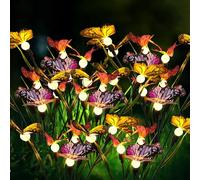 GEEKEO Luci Solari da Giardino Decorative, 2 Pezzi 10LED Luci Solari da Giardino Impermeabili Lampade Solari Lucciole con Farfalla, Luce Esterno per la Decorazione del Percorso del Cortile Prato