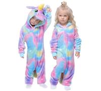 GEEKEO Unicorno Pigiama Intero Bambini Costumi Cosplay Felpa con Cappuccio Sleepwear Morbida Unicorno Pigiama Intero per Bambina & Ragazza