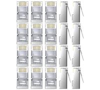 GeekerChip 20 Pezzi Plug Connettori di Rete Cat6,Placcato in Oro 24K per CAT 6,CAT 5e e CAT 5 Schermato RJ45 8P8C Connettore per STP Ethernet Network Cavo Spina Modulare a Crimpare, Router