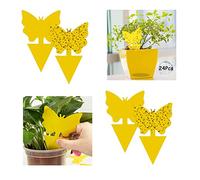 GeekerChip 24Pezzi Giallo Trappola,Trappole Adesive Gialle,Insetti Mosche Trappole,per Interno Esterno Contro Afidi Mosche,Mosca Bianca,Mosca della Frutta