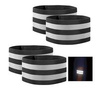 GeekerChip 4 Pezzi Bracciale Riflettente,Fascia Catarifrangente Running,Alta visibilità Fasce Riflettenti,Regolabile,per Ciclismo,Corsa,Adulti e Bambini Caviglia Polso,35x5cm(Nero)