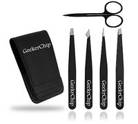 GeekerChip 5 pinzette per epile,professionale in acciaio inossidabile forbici, professionale per sopracciglia, ideale per la depilazione del viso, per la vostra routine quotidiana di bellezza