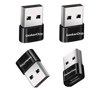 GeekerChip Adattatore USB C Femmina a USB Maschio[4 Pezzi],Adattatore USB Type C,Connettore USB Type C,per 11 12 13 Pro Max,SE,Mate10/20/30/40,Xiaomi 6/7/8/9/10 y Otro Dispositivo USB C(Nero)