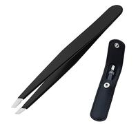GeekerChip Pinza per depilare, pinzetta professionale per sopracciglia, pinzette in acciaio inossidabile per sopracciglia, setole incarnite facciali, pinzette per depilazione dei peli, colore: nero