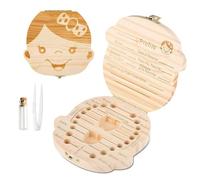 GeekerChip Scatola per Denti da Latte[Ragazza],Realizzata a Mano in Legno Durevole Denti Box Decidui Salva Ricordi di Ragazza[Versione Italiana]