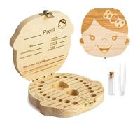 GeekerChip Scatola per Denti da Latte[Ragazza],Realizzata a Mano in Legno Durevole Denti Box Decidui Salva Ricordi di Bambina