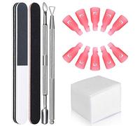 GeekerChip Strumento di rimozione delle unghie, 10 clip per unghie, 100 chiodi in cotone, 1 tagliacuticole, 1 curetta, 2 lime per unghie