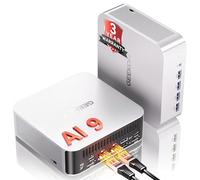 GEEKOM AI Mini PC A9 Max con AMD Ryzen AI 9 HX 370(80 TOPS),32GB DDR5 RAM e 1TB NVMe SSD(Espandibile),Windows 11 Pro,HDMI 2.1/USB4/DP1.4/2.5G Dual LAN/8K Quad Display/WiFi 7/BT 5.4