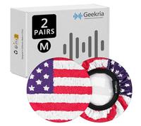 Geekria 2 Paia Coperture per Cuffie in Tessuto Elastico - Certificazione Sicurezza Prodotto - Lavabili e Elastiche per Pad Auricolari di Cuffie Over-Ear (Motivo Bandiera M/America)