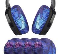 Geekria 2 paia di coperture auricolari in tessuto Flex - sicurezza certificata - protezioni lavabili ed elastiche per cuffie over-ear, copri-sudore per palestra e gaming (taglia M/diamante)