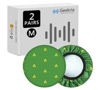 Geekria 2 paia di coperture per cuffie in tessuto flessibile, lavabili ed elastiche, protezioni sanitarie per cuffie over-ear, copertura antisudore per palestra, giochi (triangolo verde/taglia M)