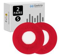 Geekria 2 paia di copriauricolari in tessuto lavorato a maglia, lavabili ed elastici, per cuffie on-ear, copertura antisudore per caldo e comfort (S/rosso)