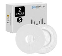 Geekria 2 paia di copriorecchie in tessuto flessibile, lavabili ed elastici, per cuffie auricolari per cuffie auricolari on-ear, copertura sudore per caldo e comfort (S/bianco)