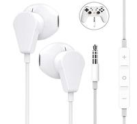 GEEKRIA Auricolari da 3,5 mm con microfono, compatibili con PS4, Google Stadia, Luna, Xbox One, laptop, PC, smartphone, cuffie da gioco con microfono e controllo del volume, cuffie stereo (bianco)