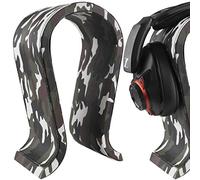 GEEKRIA Camo Supporto per gaming headset, supporto in legno Omega con pelle vegana, rack espositore per cuffie over-ear, compatibile con JBL, HyperX, Razer, Turtle Beach, Sony PS5