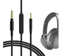 Geekria Cavo audio QuickFit con microfono compatibile con Bose QC45, QC35 II, QC35, QC25, ANC700, NC700, cavo stereo di ricambio Aux da 2,5 mm con microfono in linea e controllo del volume (1,7 m)