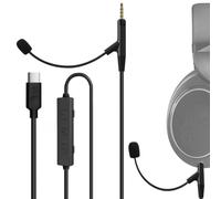 Geekria Cavo cuffie da USB-C a 2,5 mm con microfono boom a collo di cigno, compatibile Sennheiser HD 598/599/560S/400 PRO, controlli, 7.1, adattatore USB-A, 1,7 m