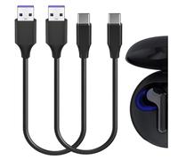 GEEKRIA Cavo di ricarica rapido intrecciato in tessuto per auricolari di tipo C, compatibile con LG TONE-FN7UV, HBS-FN4, FN6, FN7C, FP8, FP9, corto da USB a USB-C, confezione da 2 pezzi