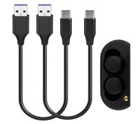 GEEKRIA Cavo di ricarica rapido intrecciato in tessuto per auricolari di tipo C, compatibile con Marshall Minor III, Minor ANC, caricabatterie Mode II, corto da USB a USB-C, confezione da 2 pezzi