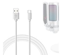 Geekria Cavo per microfono da tipo C a USB A, 2 m, compatibile con FIFINE AmpliGame A6, HyperX QuadCast S, SoloCast, Logitech G Yeti GX, TONOR TC30 cavo microfono (bianco)