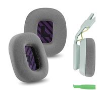 Geekria Comfort Mesh Fabric Cuscinetti di ricambio per cuffie Astro Gaming A10 Gen 2, cuscinetti per auricolari, cuscinetti per auricolari, parti di riparazione (grigio/viola)