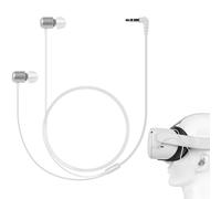 GEEKRIA Cuffie intrauricolari VR compatibili con Meta Quest 2, Pico Neo 3, HTC Vive, auricolari corti con dimensioni S/M/L, AUX 3,5 mm, audio a 360 gradi (bianco)