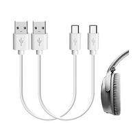 Geekria Cuffie micro USB, cavo di ricarica corto per auricolari, compatibile con Bose QC 35 II, QC 35, QC 25, SoundLink Charger, cavo di ricarica di ricambio da USB a Micro-USB (confezione da 2)