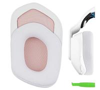 Geekria Cuscinetti auricolari di ricambio in tessuto a rete per cuffie Logitech G733, parti di riparazione (bianco e rosa)
