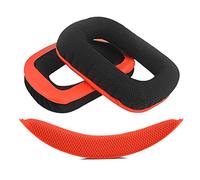 GEEKRIA Cuscinetti auricolari di ricambio in tessuto QuickFit per G430, G930 Cuscinetti auricolari e archetto/cuscino auricolare + fascia per cuscino parti di riparazione tuta (rosso-nero)