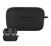 Geekria Custodia in silicone compatibile con auricolari AKG N400, N400NC True Wireless, cover protettiva per auricolari, con gancio portachiavi, porta di ricarica accessibile (nero)