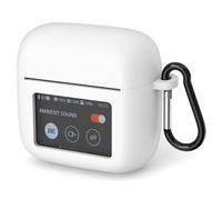 Geekria Custodia in silicone compatibile con auricolari JBL Tour Pro 3 True Wireless, custodia protettiva per auricolari con gancio portachiavi, porta di ricarica accessibile (bianco)